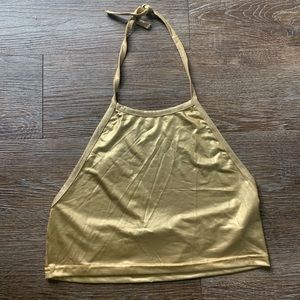 BooHoo Metallic Gold Halter Top